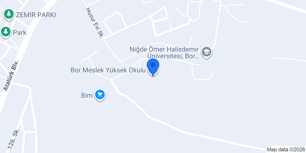 Bor Meslek Yüksek Okulu konumu