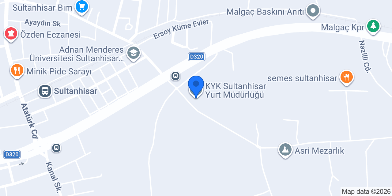KYK Sultanhisar Yurt Müdürlüğü konumu