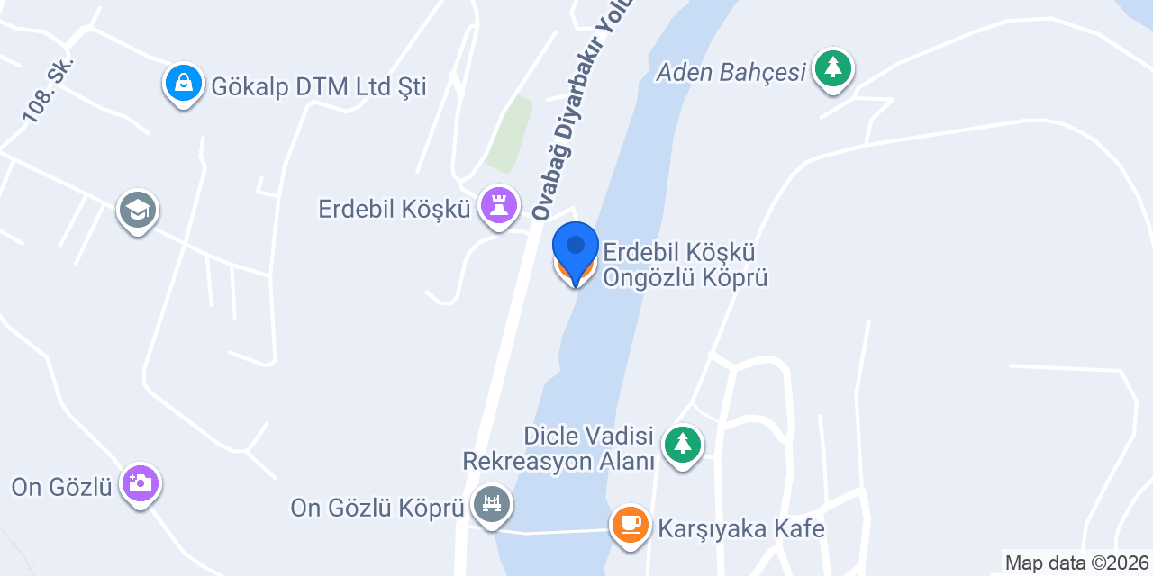 Erdebil Köşkü Ongözlü Köprü konumu