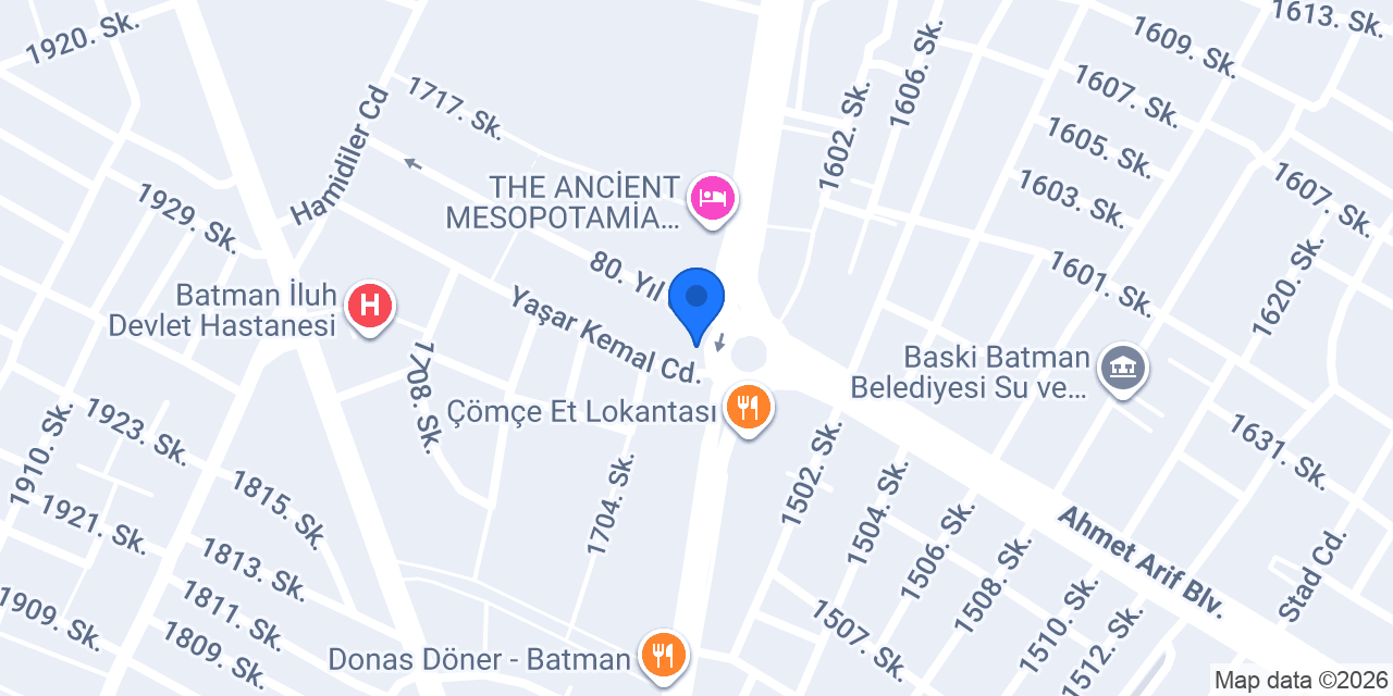 Batman Grand Hasankeyf Otel konumu