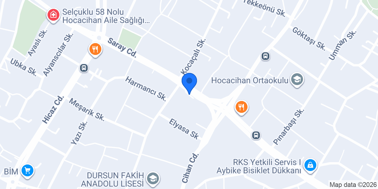 Renklibay Sürücü Kursu Selçuklu konumu