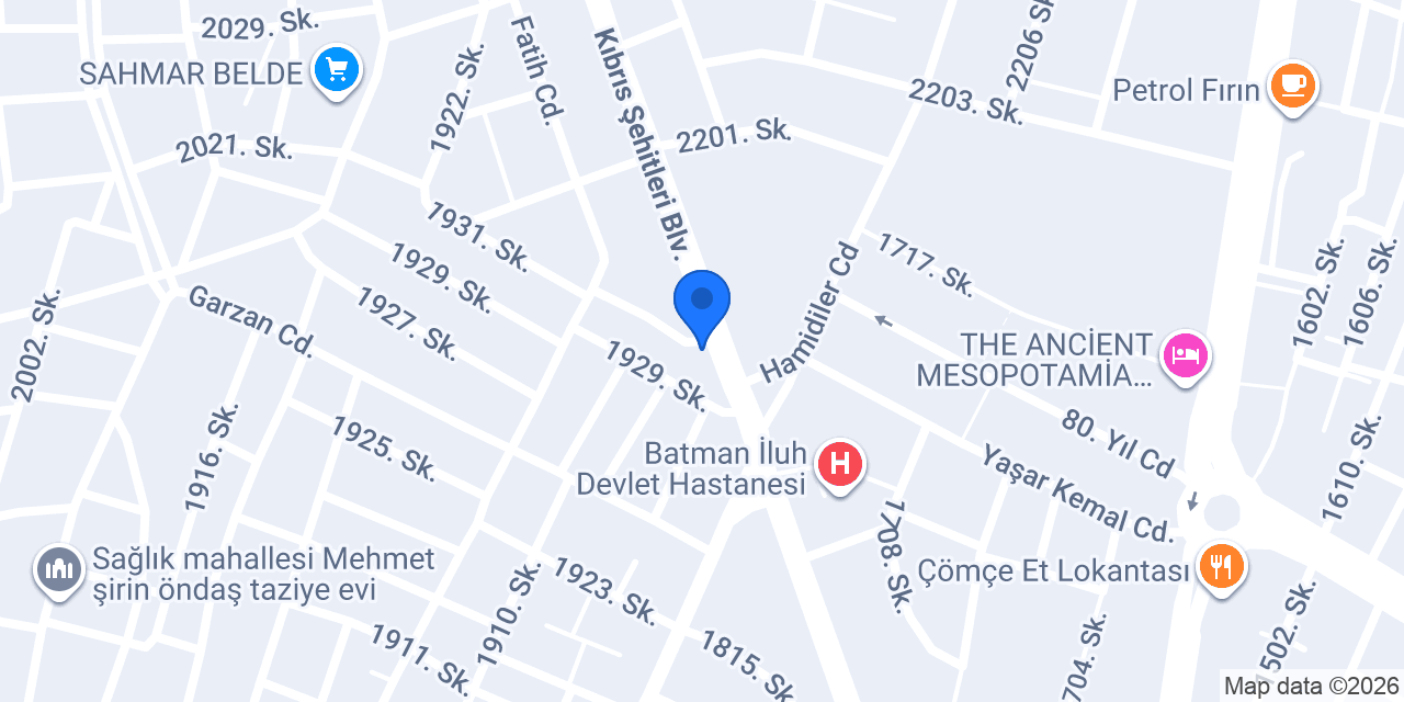 Batman Gelişim Tesisat konumu