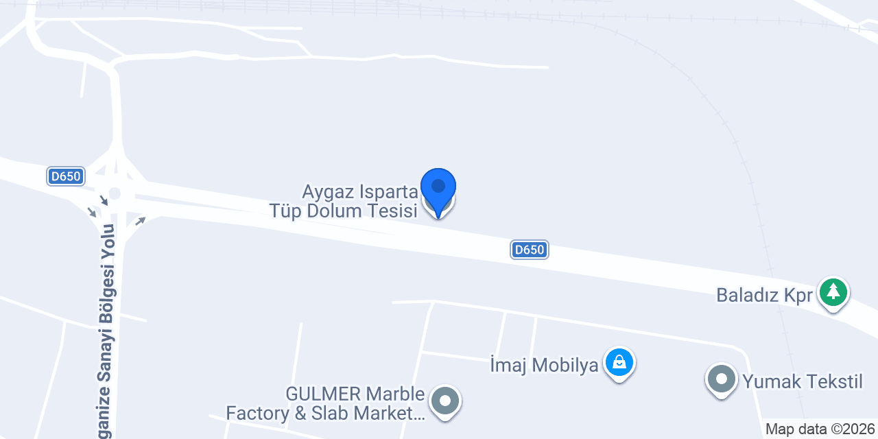 Aygaz Isparta Tüp Dolum Tesisi konumu