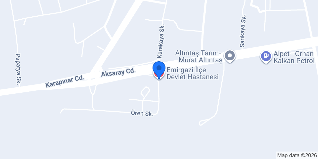 Emirgazi İlçe Devlet Hastanesi konumu