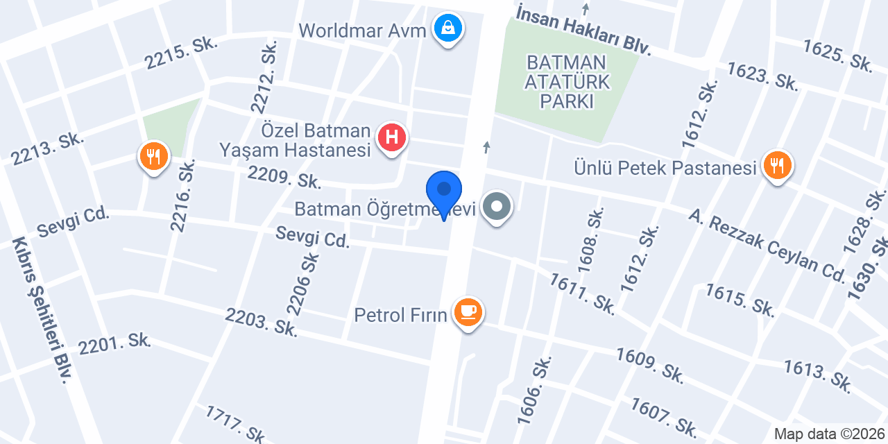 Hacıbaba Pastaneleri Batman konumu