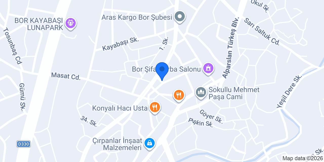 Bor Niğde İnci profiterol konumu