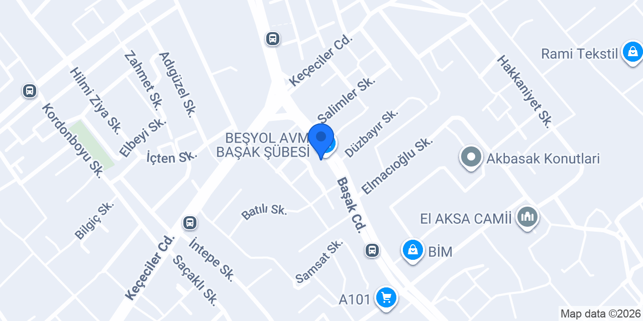 BEŞYOL AVM BAŞAK ŞÜBESİ konumu