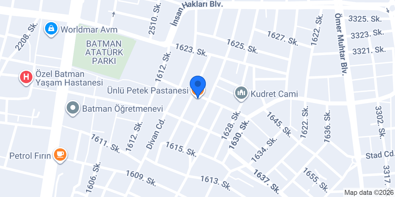 Ünlü Petek Pastanesi konumu