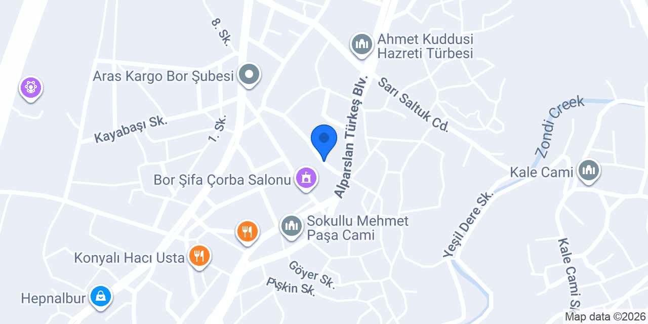 Ptt-bor Şubesi konumu