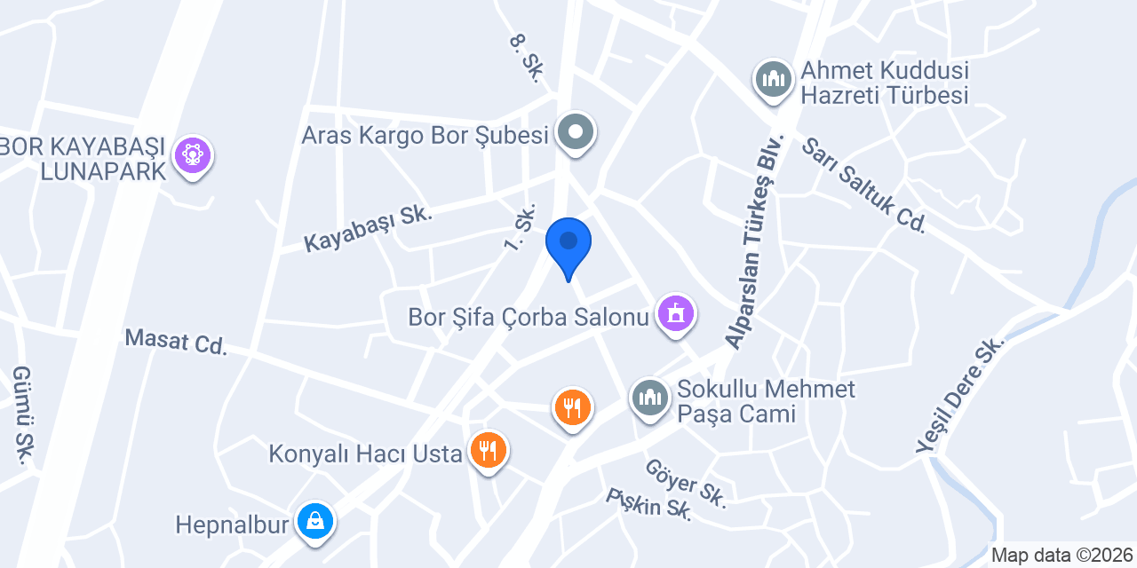 Sürat Kargo Bor Şube konumu