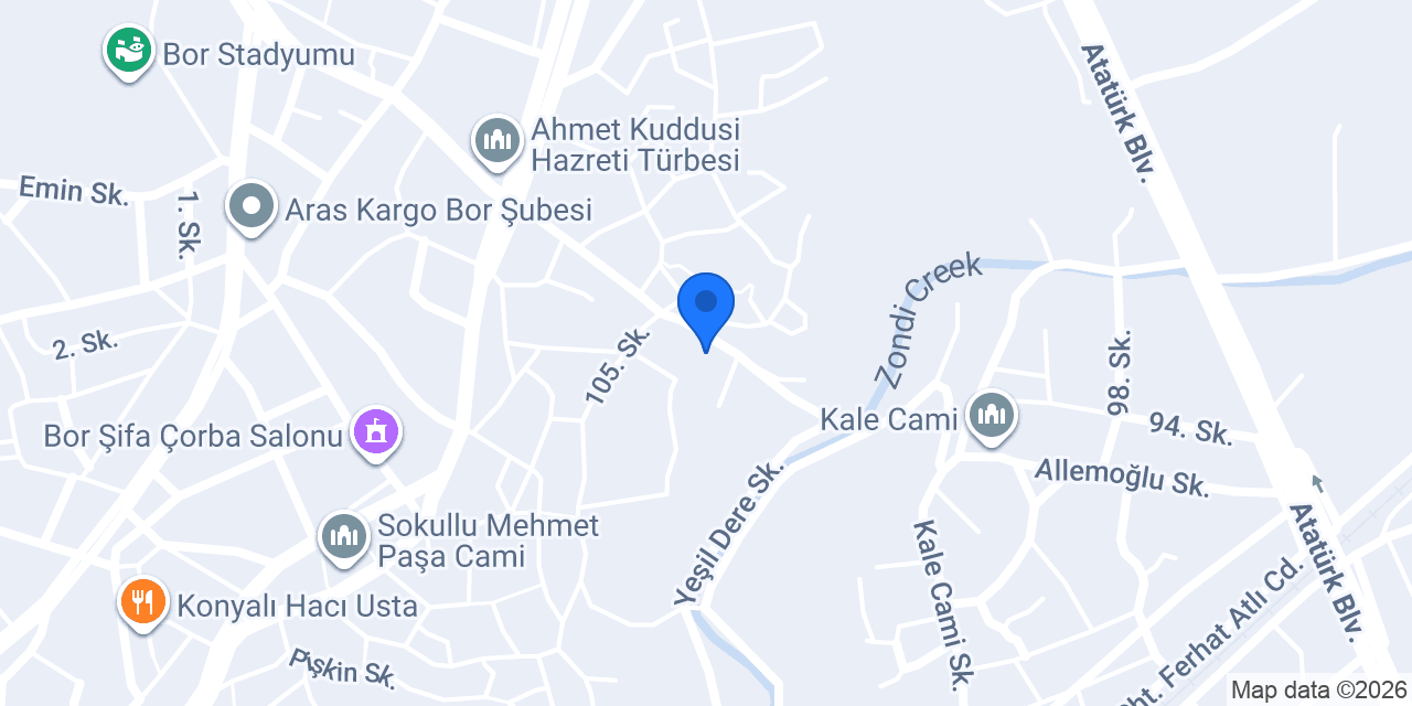 Bor'lu Ahmed Kuddusi Vakfi konumu