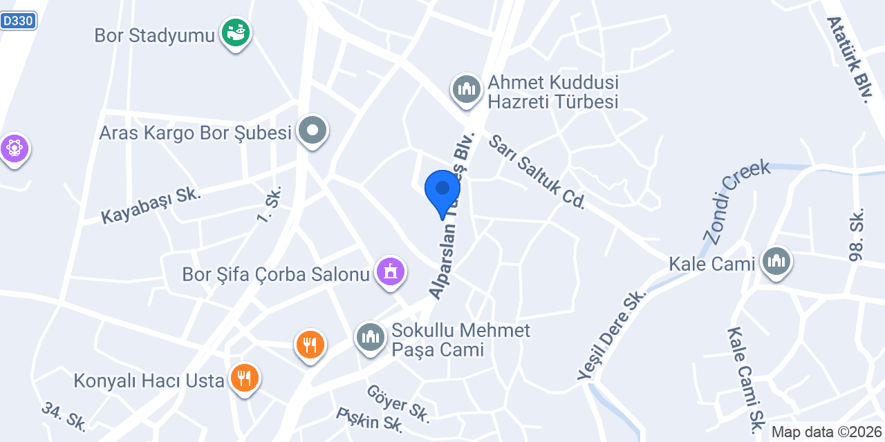 Niğde Bor Saray Oteli konumu