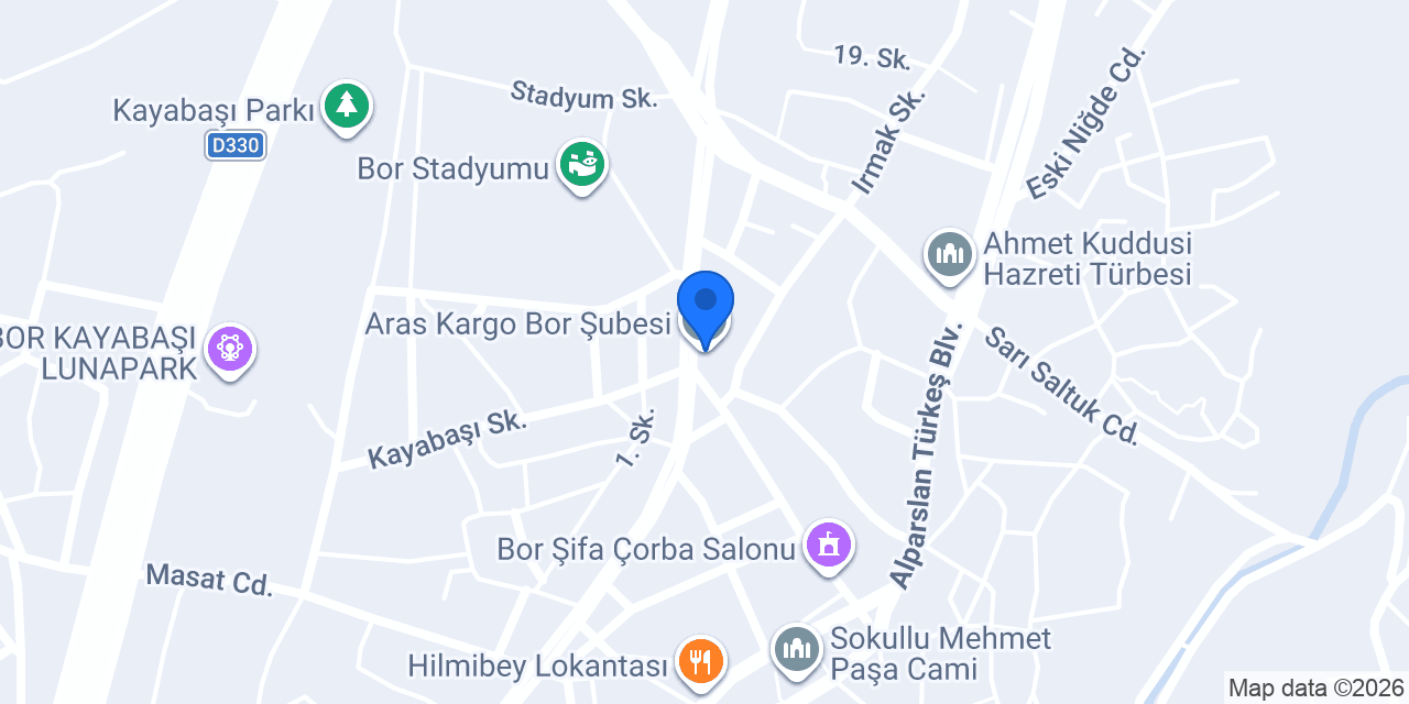 Aras Kargo Bor Şubesi konumu