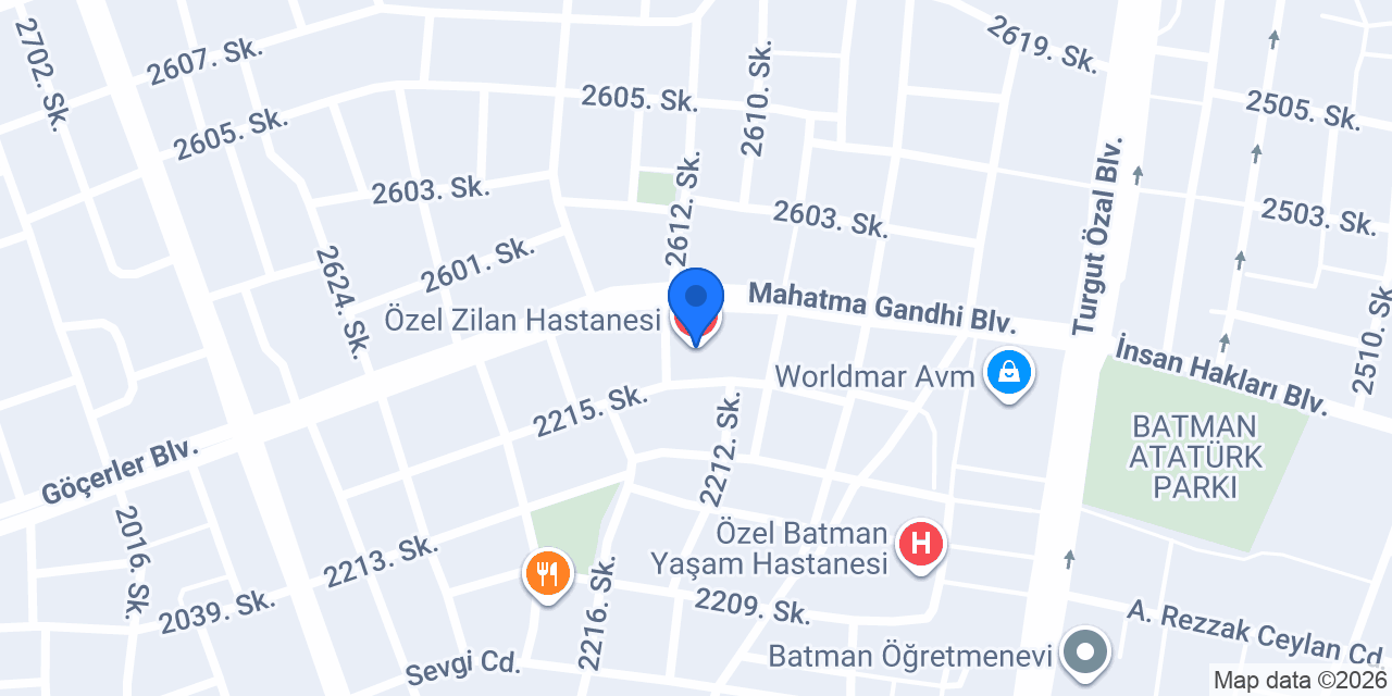 Özel Zilan Hastanesi konumu