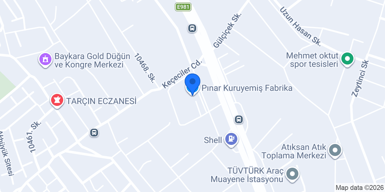Pınar Kuruyemiş Fabrika konumu