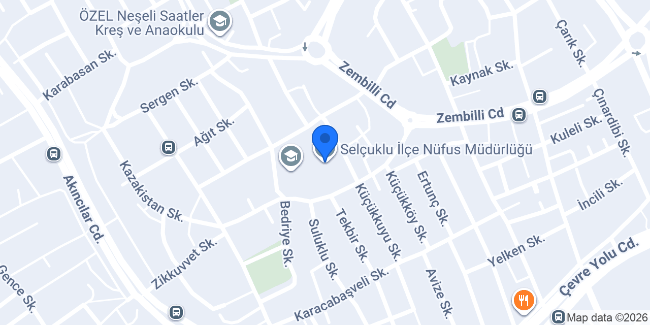 Selçuklu İlçe Nüfus Müdürlüğü konumu