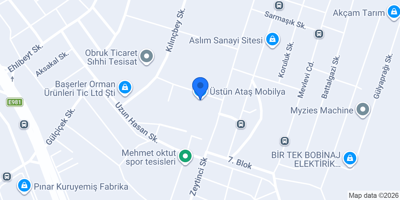 Üstün Ataş Mobilya konumu
