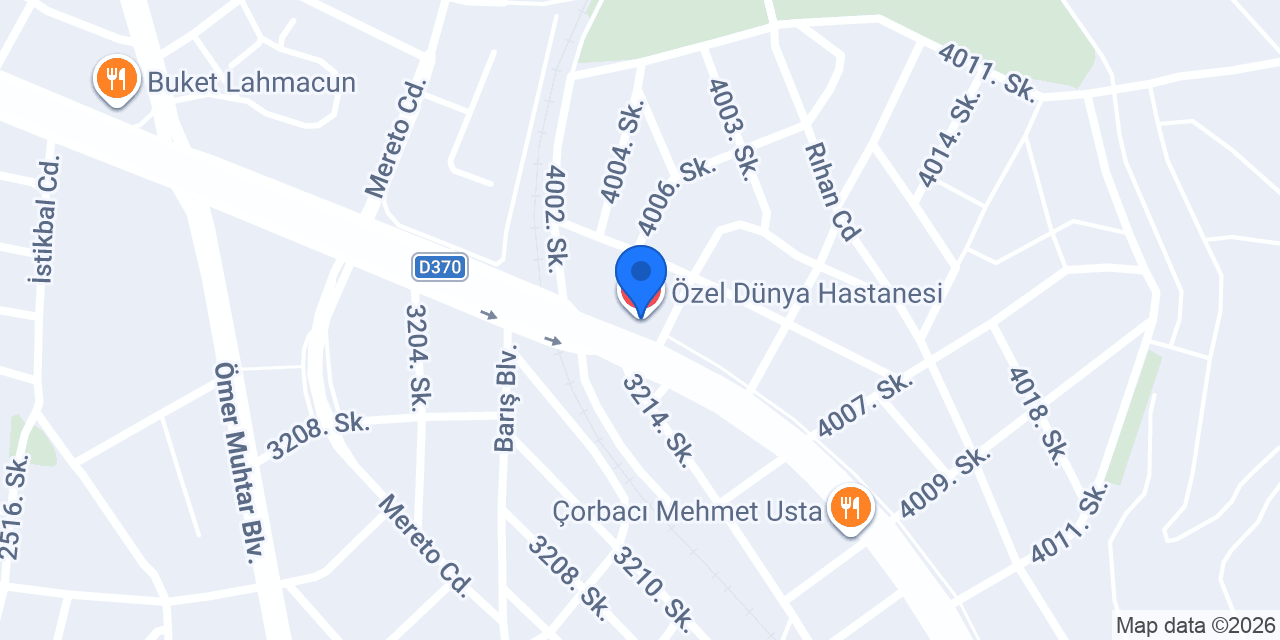 Özel Dünya Hastanesi konumu
