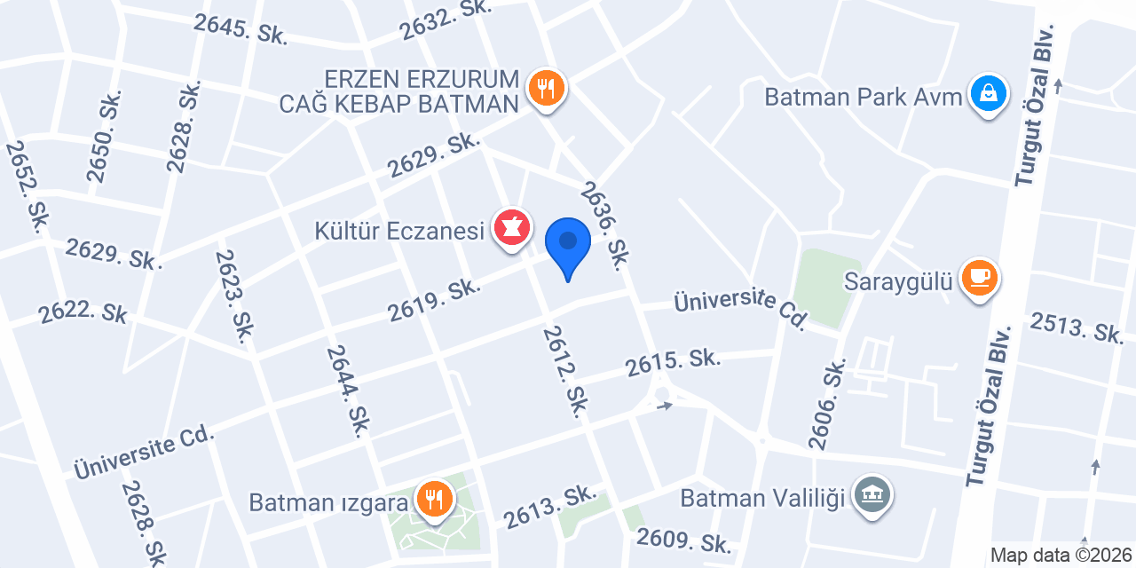 Batman İl Sağlık Müdürlüğü konumu