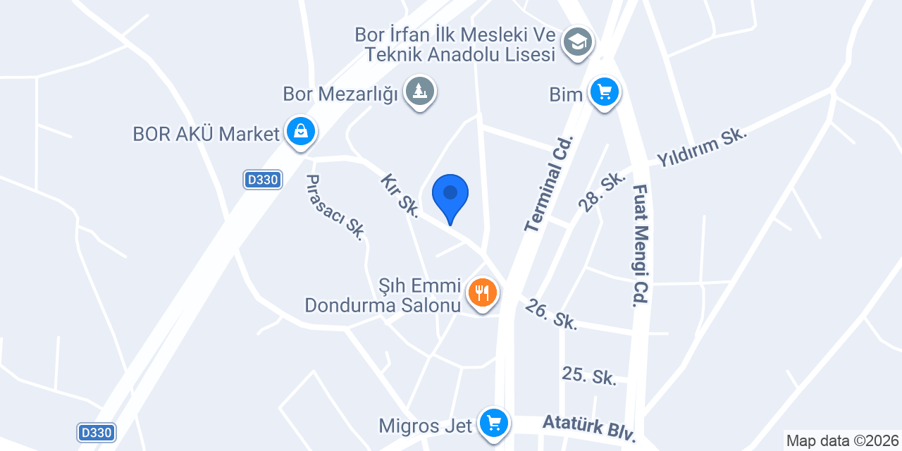 Bor Askerlik Şubesi konumu