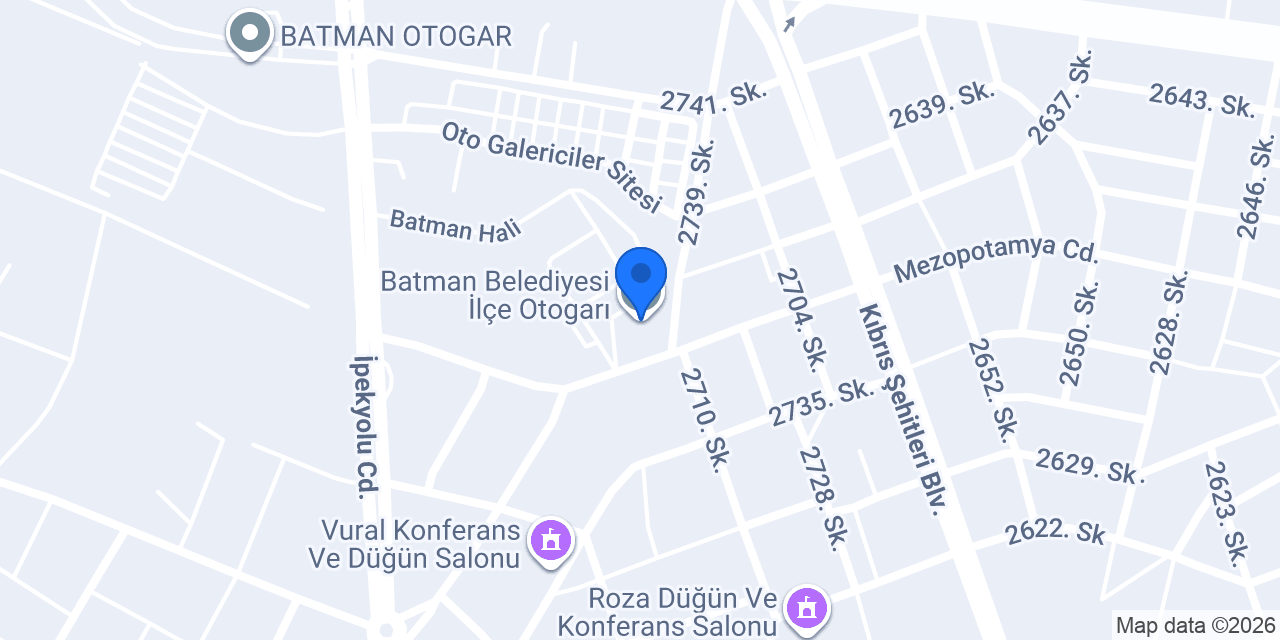 Batman Belediyesi İlçe Otogarı konumu