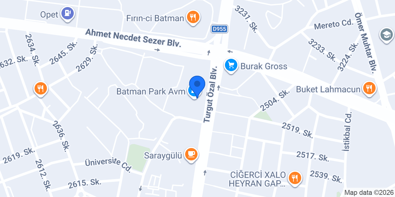 Pasaport Pizza Batman Park AVM konumu