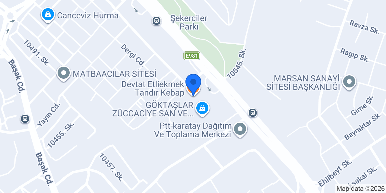 Devtat Etliekmek Tandır Kebap konumu
