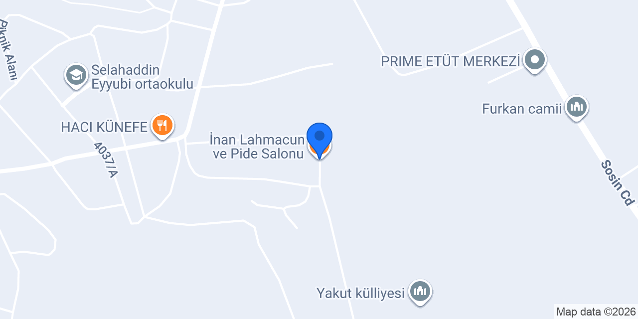 İnan Lahmacun ve Pide Salonu konumu