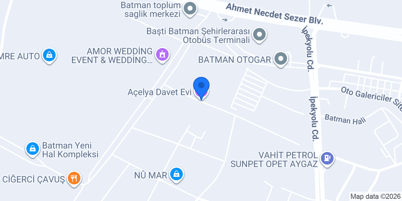 Açelya Davet Evi konumu