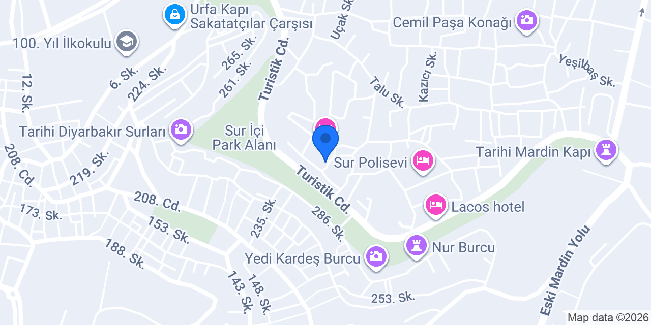 Taş Konak Otel Diyarbakır konumu