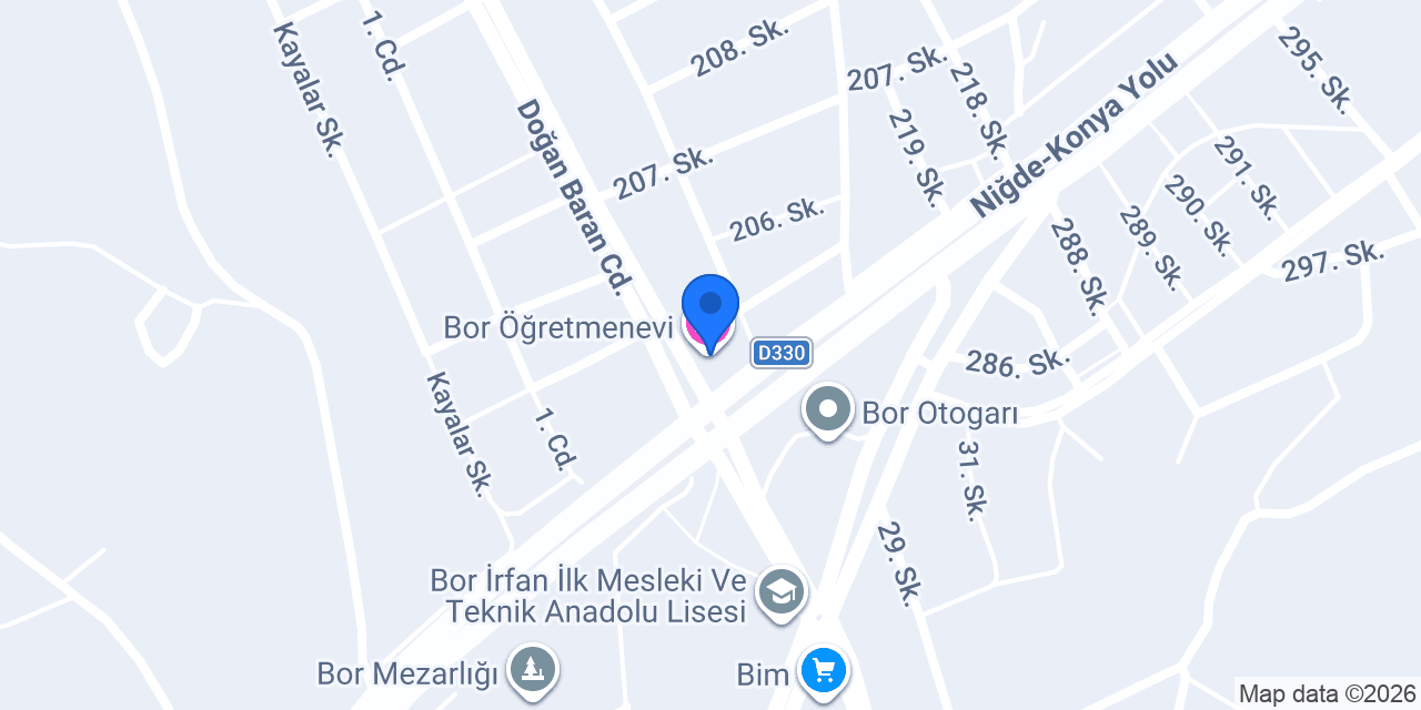 Bor Öğretmenevi konumu