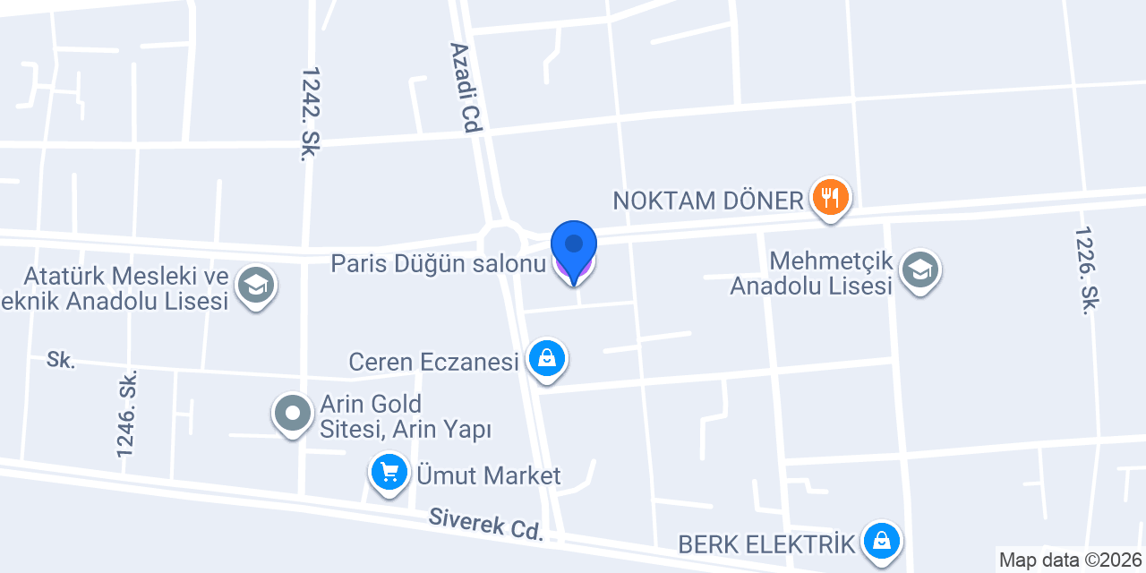 Paris Düğün salonu konumu