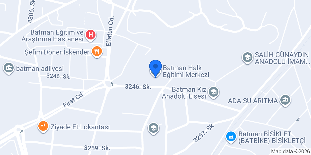 Batman Halk Eğitimi Merkezi konumu