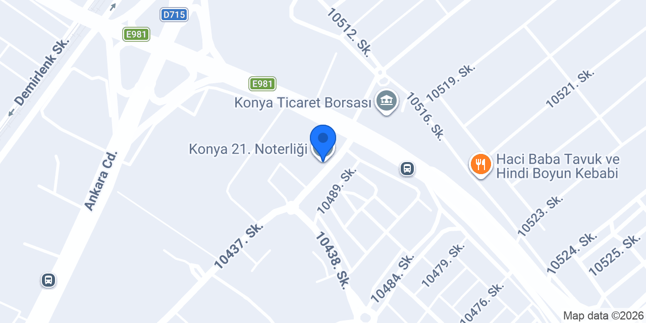 Konya 21. Noterliği konumu