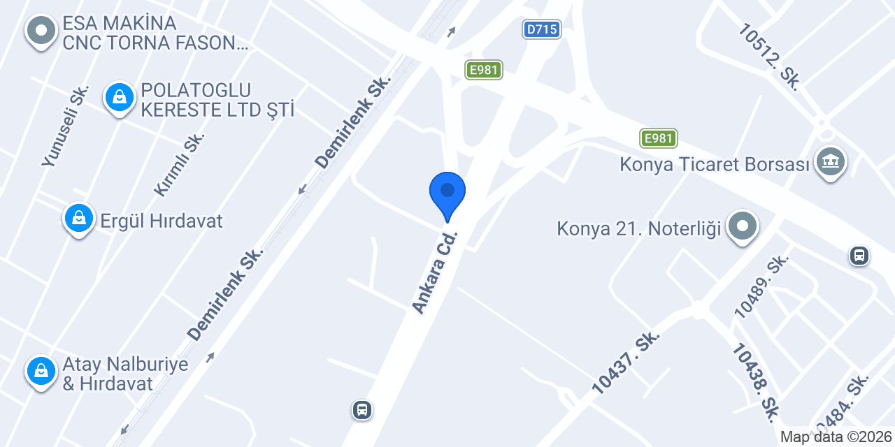 Eksun Gıda Tarım San. Tic. A.Ş Konya Fabrikası konumu