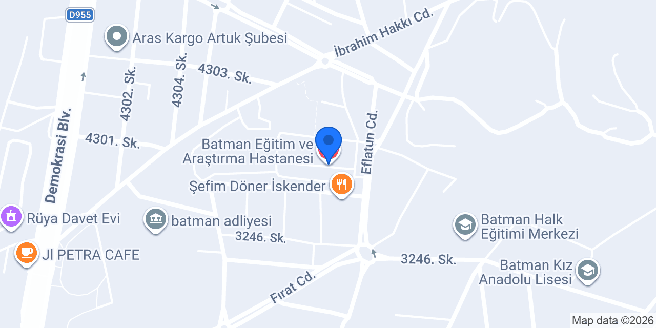 Batman Eğitim ve Araştırma Hastanesi konumu