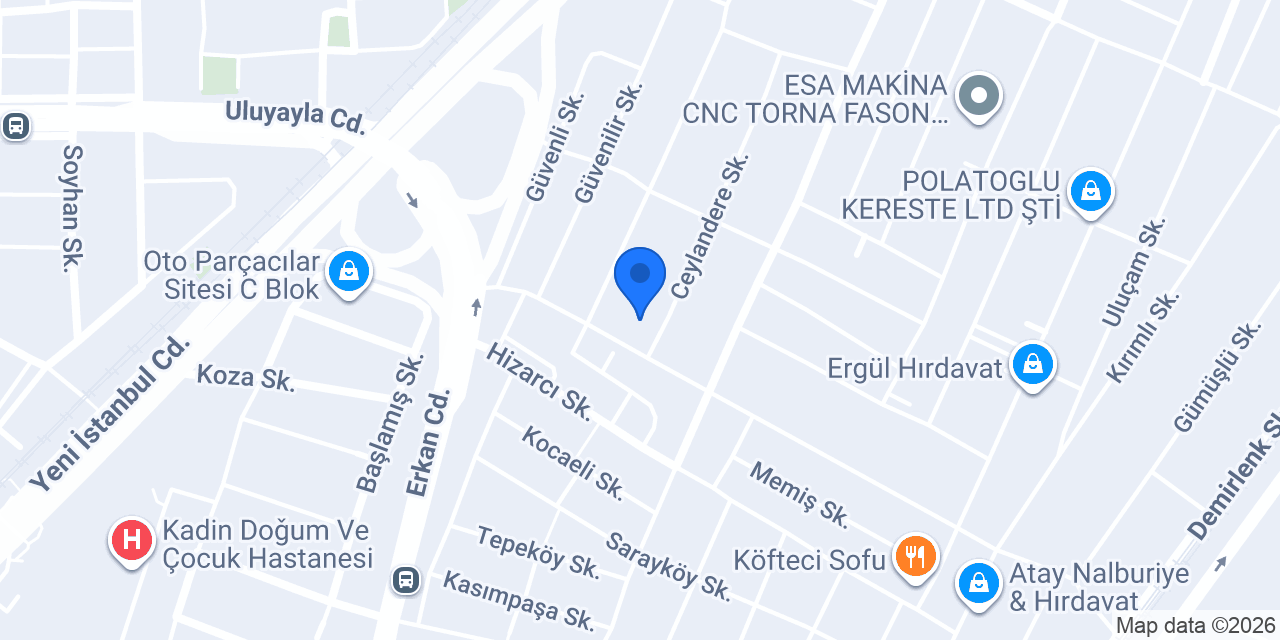 Konya Duşakabin ATEŞ DUŞAKABİN konumu