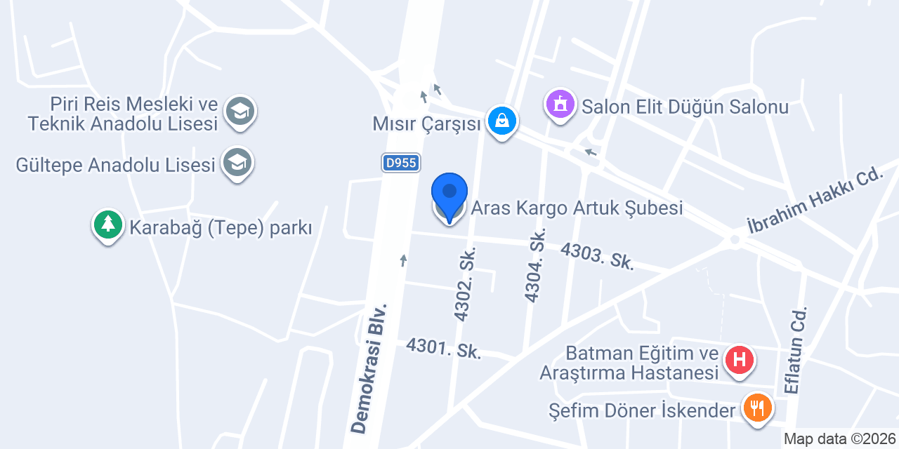 Aras Kargo Artuk Şubesi konumu