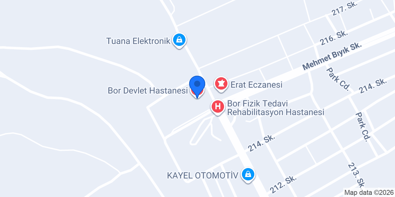 Bor Devlet Hastanesi konumu