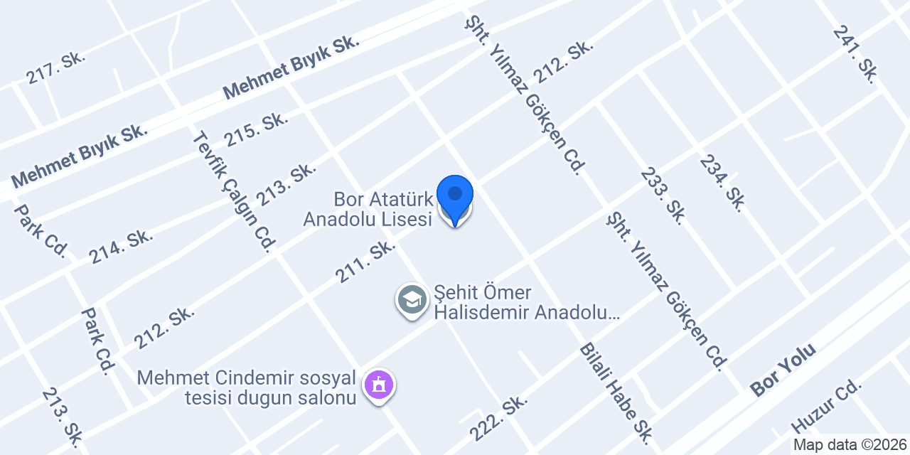Bor Atatürk Anadolu Lisesi konumu