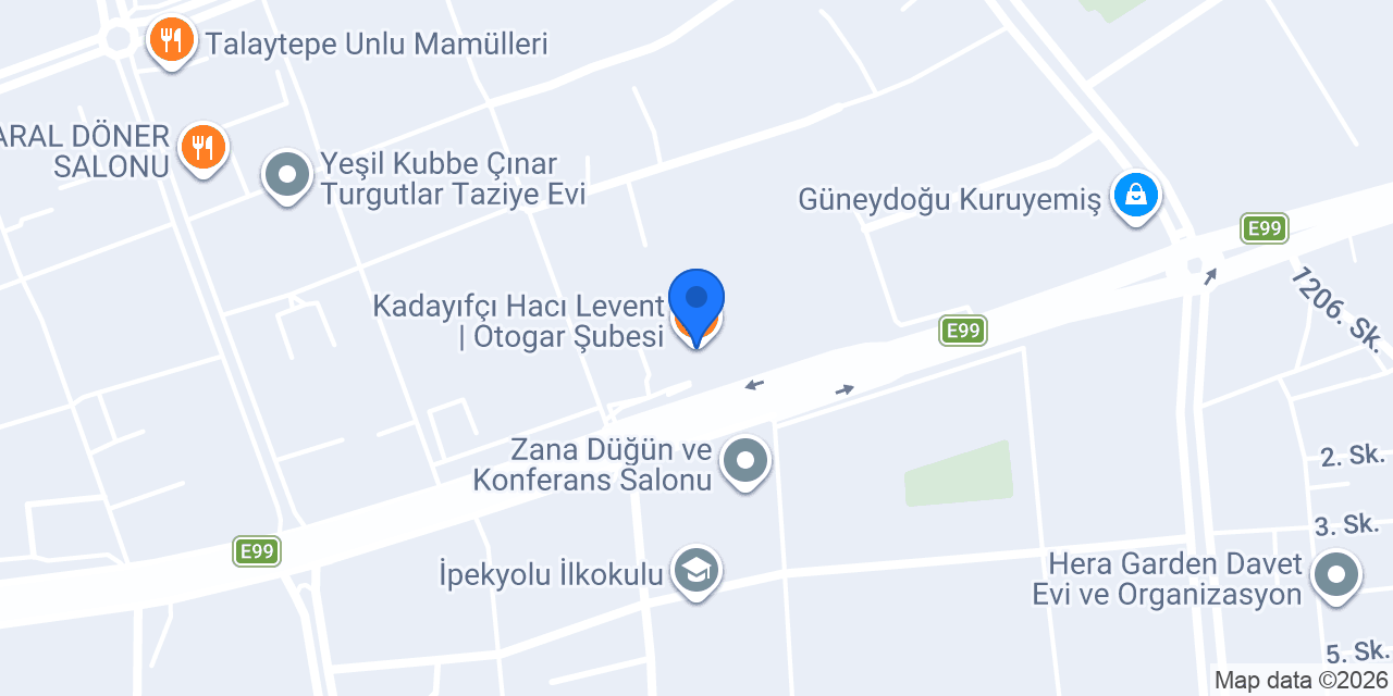 Kadayıfçı Hacı Levent | Otogar Şubesi konumu