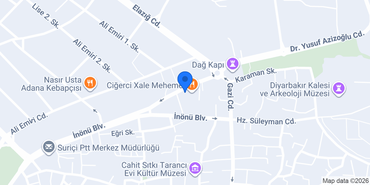 Diyarbakır Aslan Otel konumu