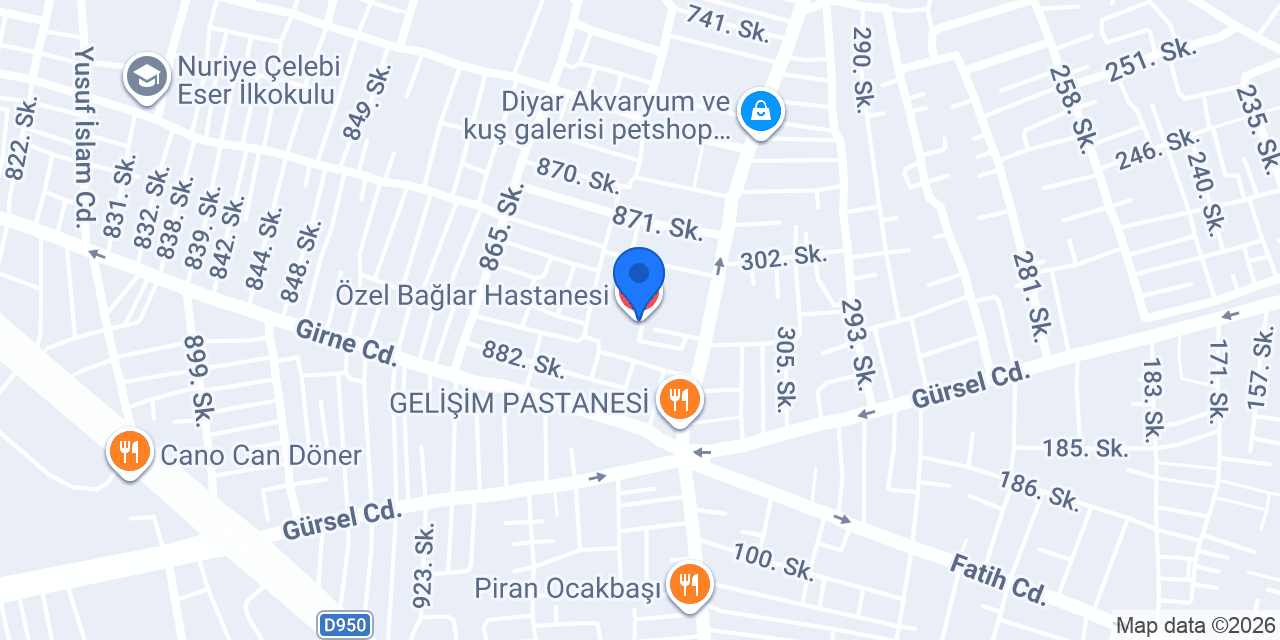 Özel Bağlar Hastanesi konumu