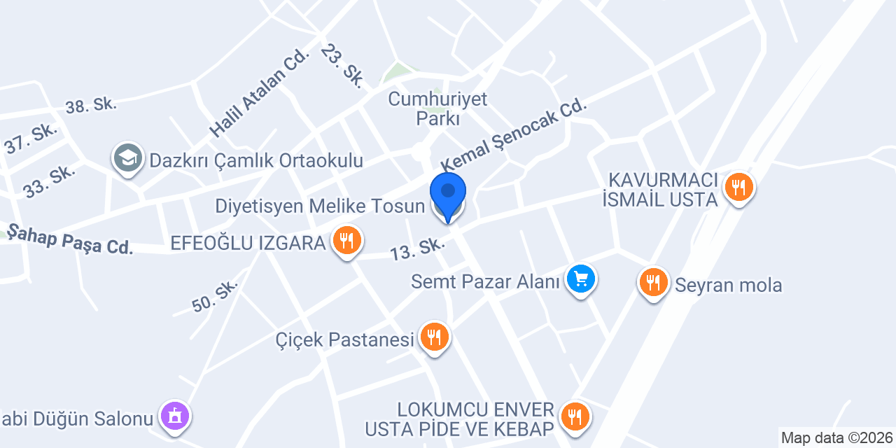 Diyetisyen Melike Tosun konumu