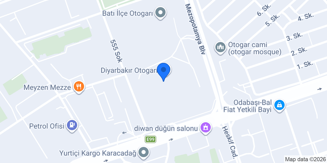 Birtat Lahmacun Diyarbakır Otogar konumu