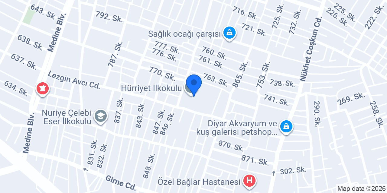 Hürriyet İlkokulu konumu