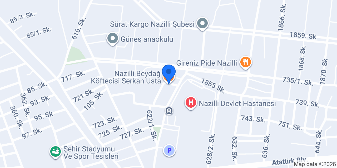 Nazilli Beydağ Köftecisi Serkan Usta konumu