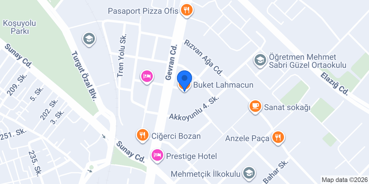 Buket Lahmacun konumu