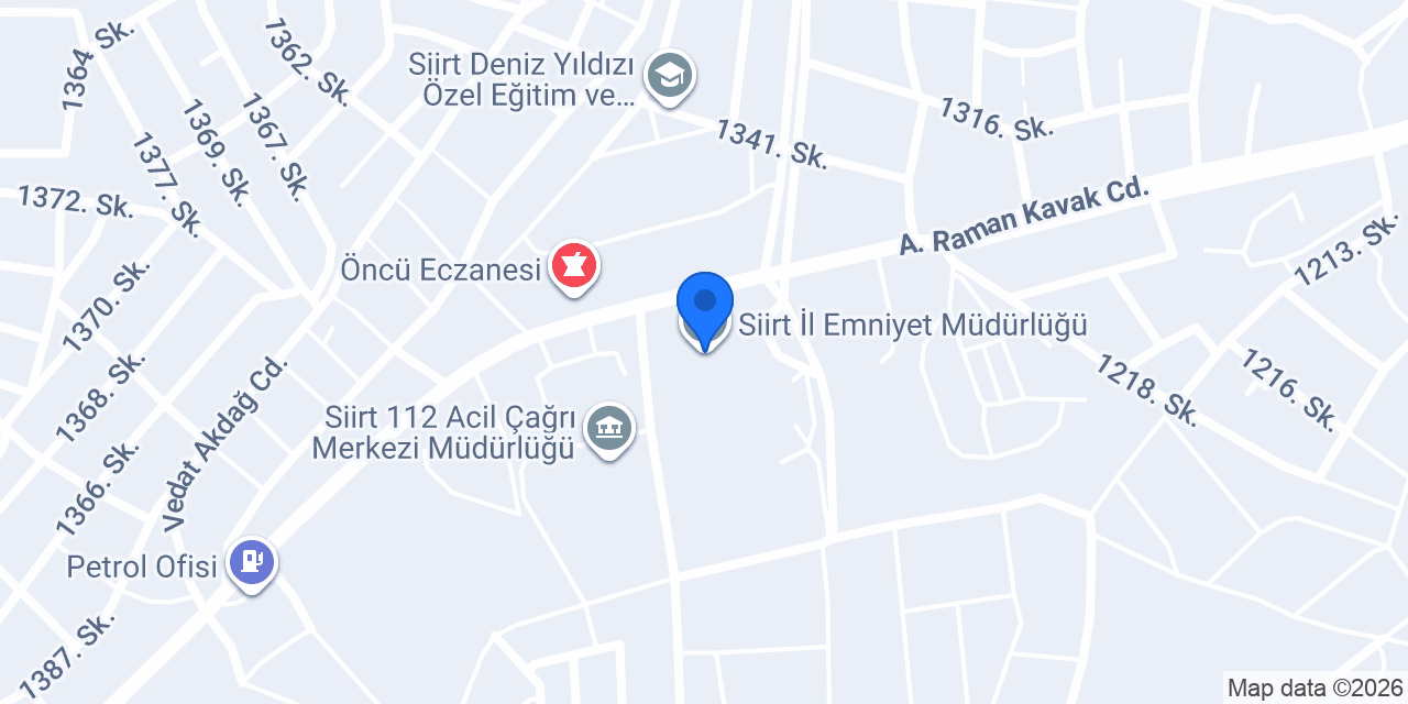 Siirt İl Emniyet Müdürlüğü konumu