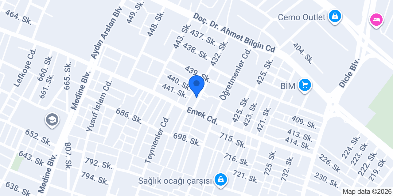 Emek banyo ve sauna konumu